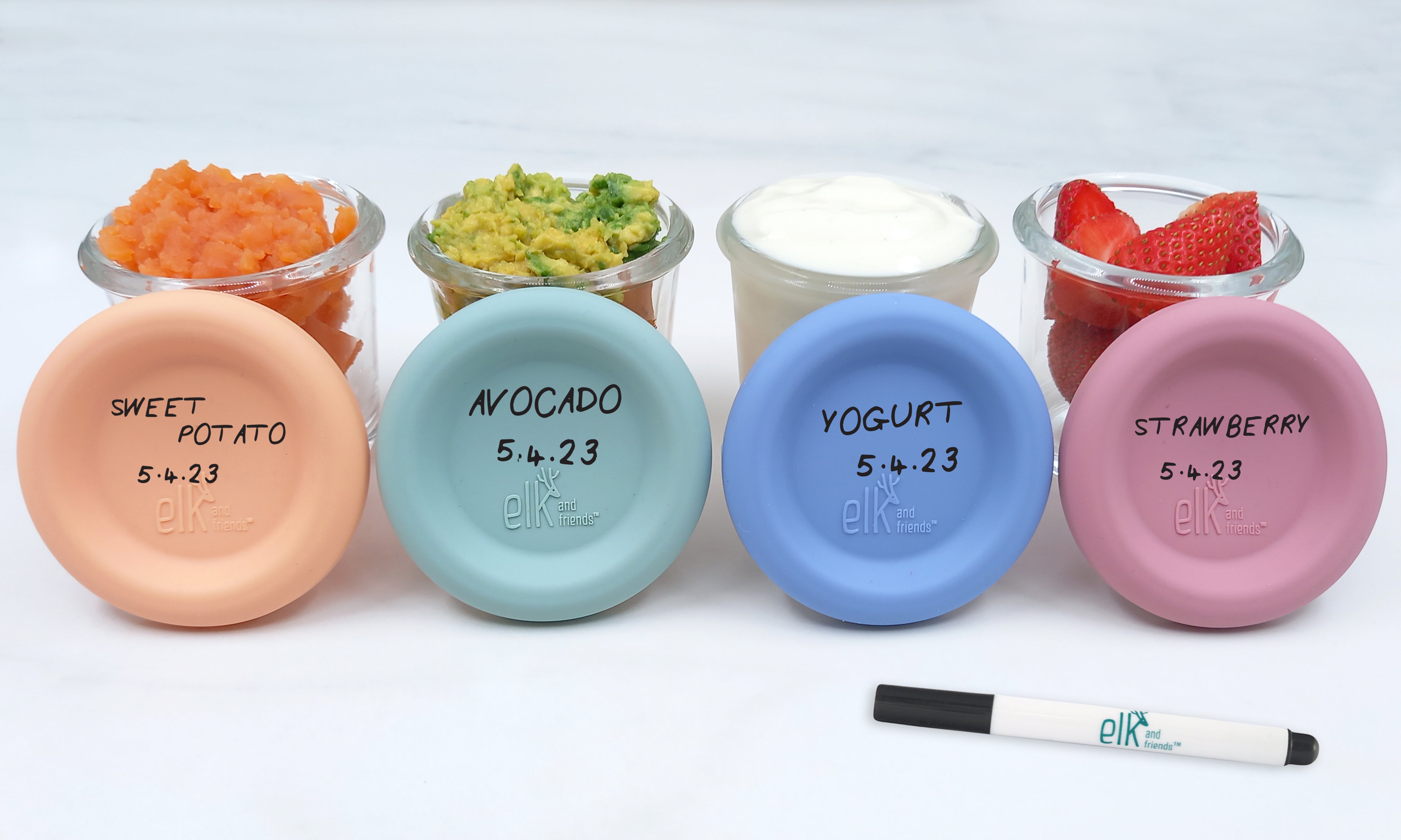 Youngever 18 Sets Baby Food Storage 4 Ounce Baby Food Containers with Lids 9 Urban Colors with Lids Labels