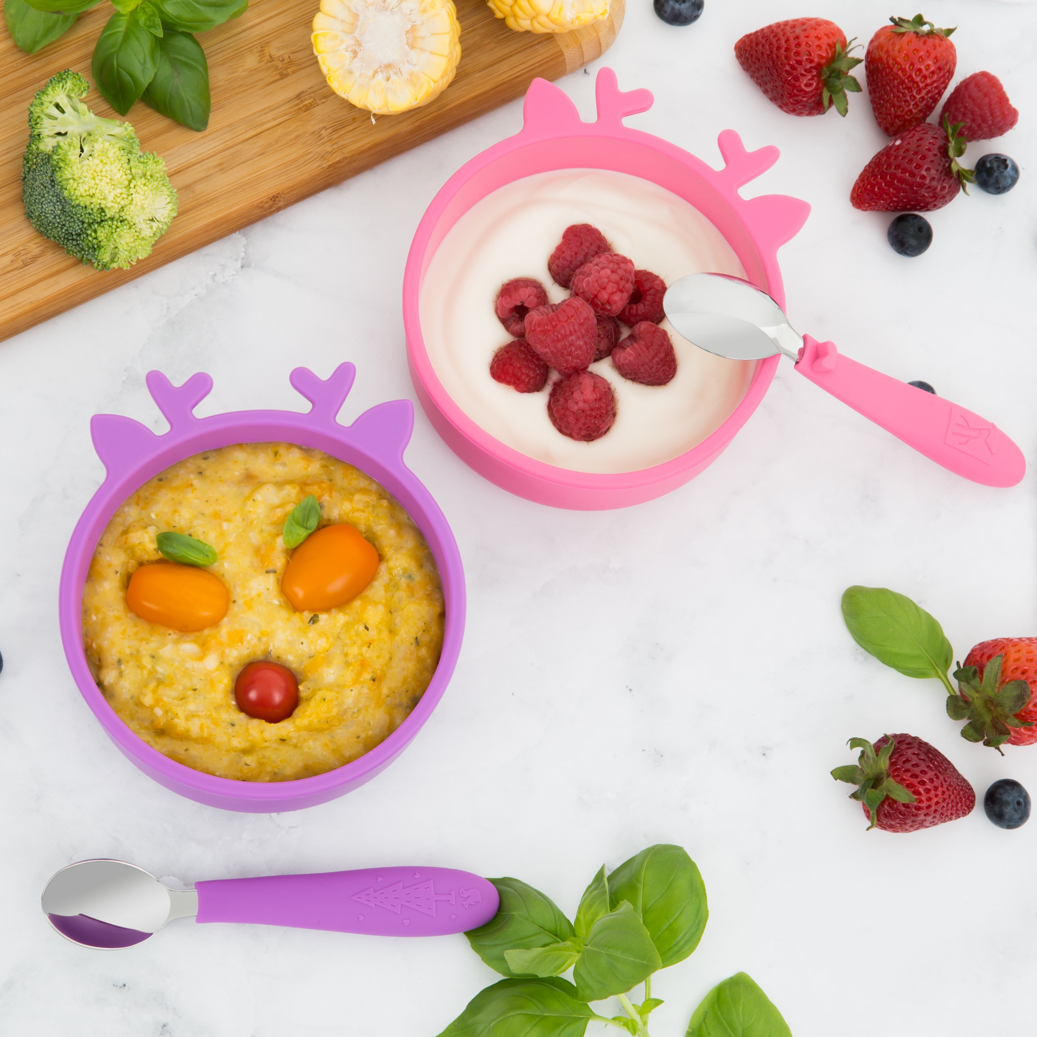 Bunny Silicone Suction Toddler Baby Plates + Spoon – Elk and Friends