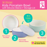 Porcelain Bowl with Silicone Sleeves + Lids