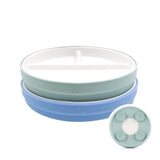 7.8"/20cm Porcelain White Divided Plates with Silicone Suction Sleeves