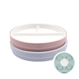 7.8"/20cm Porcelain White Divided Plates with Silicone Suction Sleeves