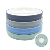 7.8"/20cm Porcelain White Divided Plates with Silicone Suction Sleeves