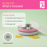 7.8" Stainless Steel Divided Plates with Suction Sleeve