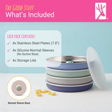 7.8" Stainless Steel Divided Plates with Silicone Sleeves