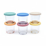 4oz Glass Baby Food Storage Jars | Food Grade Silicone Lids | Set of 6 | Neutral Colors