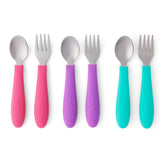Babies/Toddler Stainless Steel Spoons + Forks with Silicone Handle