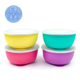 Stainless Steel Bowl with Silicone Suction Sleeve + Lids