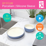 Kids Porcelain Mealtime Bundle | Normal Sleeves | 7.8" Plates + Bowls | 8 Pcs | Sage/Misty Blue/Navy/Gray