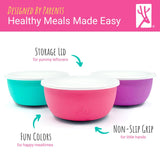 Stainless Steel Bowl with Silicone Sleeve + Lids