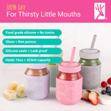 16oz Glass Mason Jar Drinking Tumblers with Silicone Lid