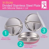 7.8" Stainless Steel Divided Plates with Silicone Sleeves