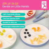 7.8"/20cm Porcelain White Divided Plates with Silicone Sleeves