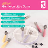 Babies/Toddler Stainless Steel Spoons + Forks with Silicone Handle