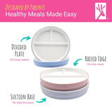 7.8"/20cm Porcelain White Divided Plates with Silicone Suction Sleeves