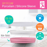 7.8"/20cm Porcelain Divided Plates Suction Sleeve + Lids