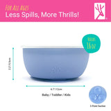 Stainless Steel Bowl with Silicone Suction Sleeve + Lids