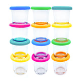4oz Glass Baby Food Storage Jars | Food Grade Silicone Lids | Set of 12 | Bright Colors