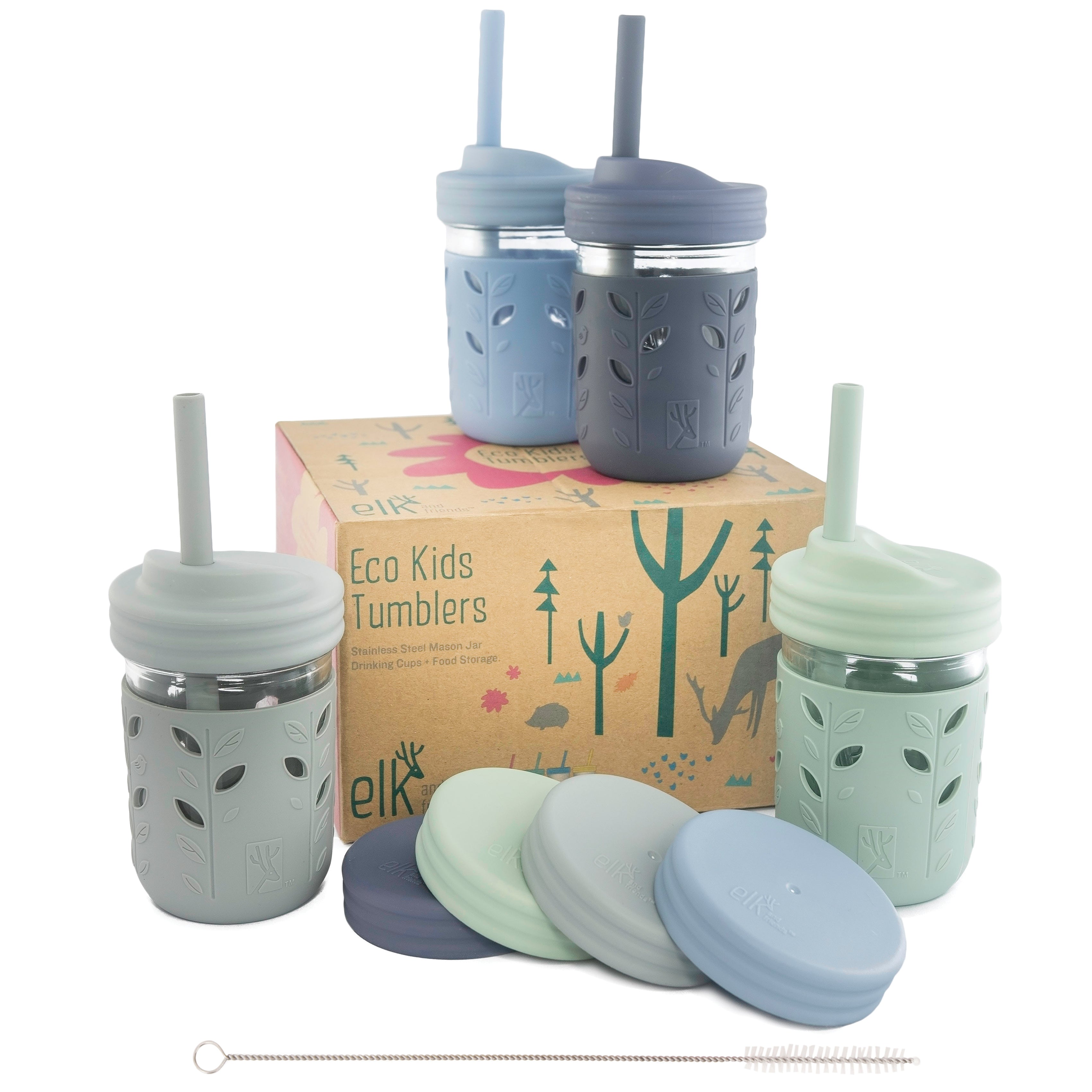 Toddlers Smoothie Cup, Toddler Cups with Straws, Set of 2 Stainless Steel  Straw Sippy Cup