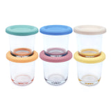 4oz Glass Baby Food Storage Jars | Food Grade Silicone Lids | Set of 6 | Neutral Colors