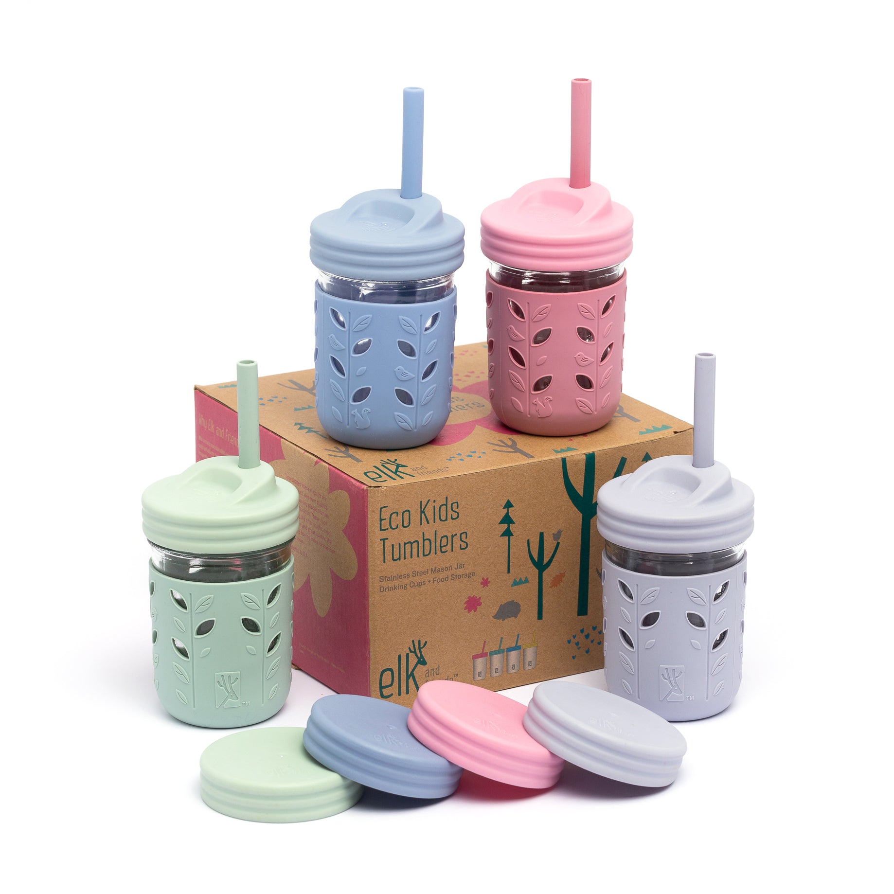 Kids Stainless Steel Cups With Silicone Lids & Straws, Kids