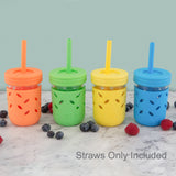 Silicone Straws with Stoppers | 6.29"/16cm Length | 8oz & 10oz Jars | 8 Pack
