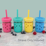 Silicone Straws with Stoppers | 6.29"/16cm Length | 8oz & 10oz Jars | 8 Pack