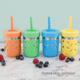 Silicone Straws with Stoppers | 6.29"/16cm Length | 8oz & 10oz Jars | 8 Pack