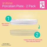 6.7"/16cm Porcelain White Divided Plates (No Sleeves)