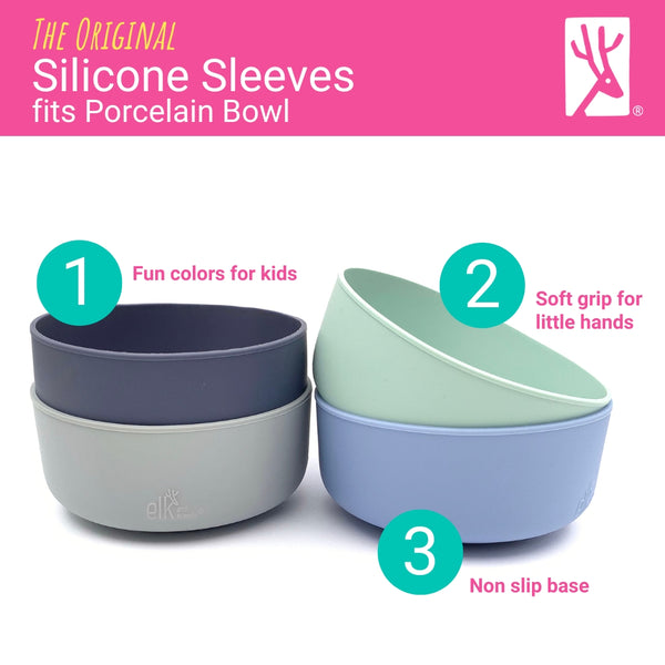 Porcelain Bowl Silicone Sleeve Sage/MistyBlue/Navy/Gray