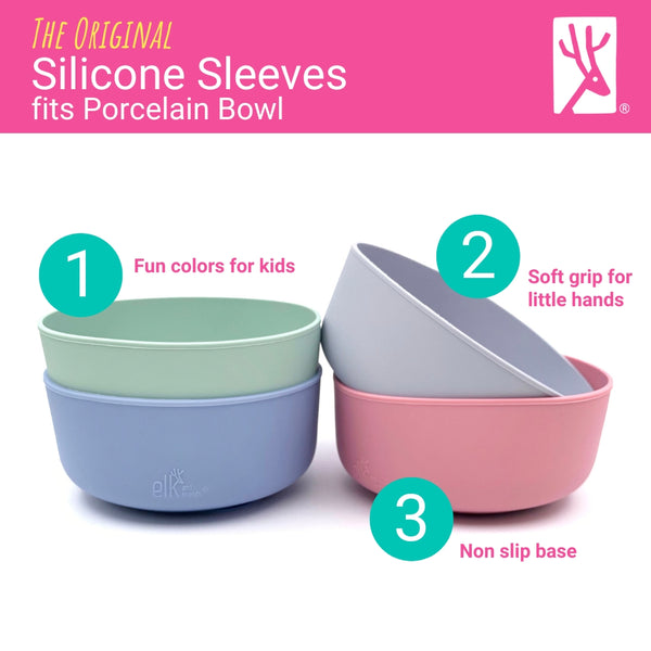Porcelain Bowl Silicone Sleeve Lilac/Blush/Sage/MistyBlue