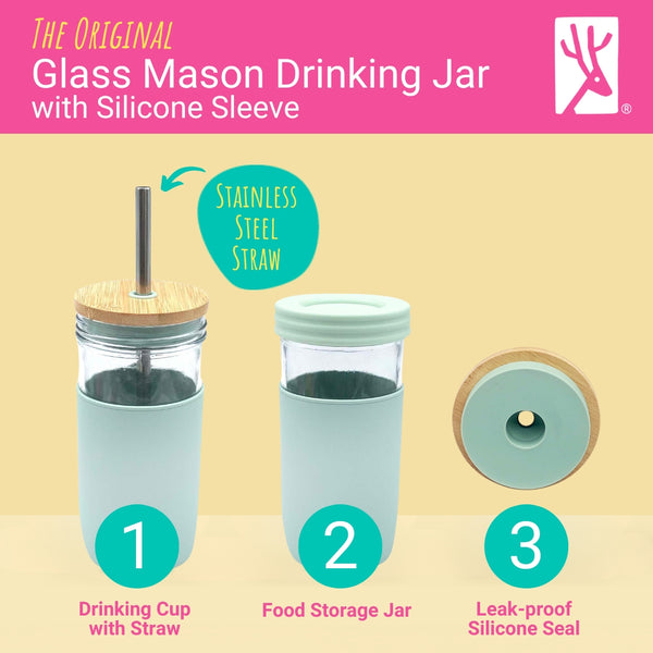 24oz Glass Mason Jar Drinking Tumblers + Food Storage