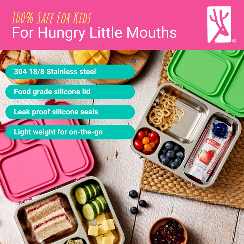 Stainless Steel Bento Lunch Box with Silicone Lid (Pink)