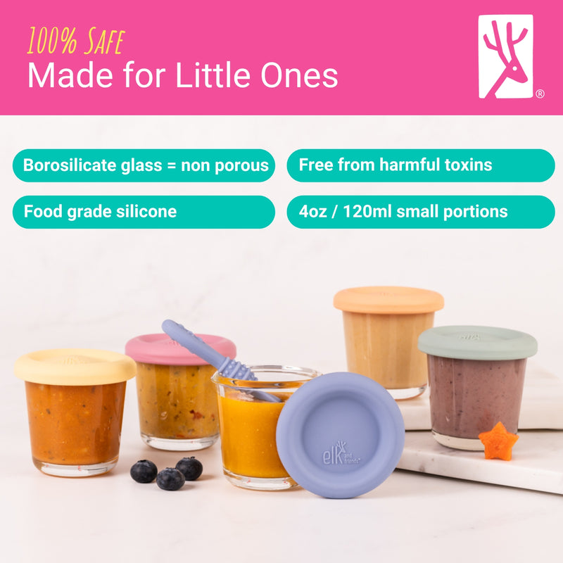 4oz Glass Baby Food Storage Jars | Food Grade Silicone Lids