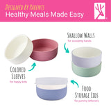 Porcelain Bowl with Silicone Sleeves + Lids