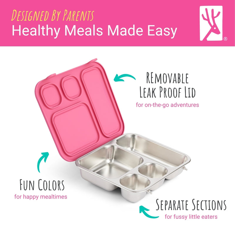 Stainless Steel Bento Lunch Box with Silicone Lid (Pink)