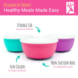 Stainless Steel Bowl with Silicone Sleeve + Lids
