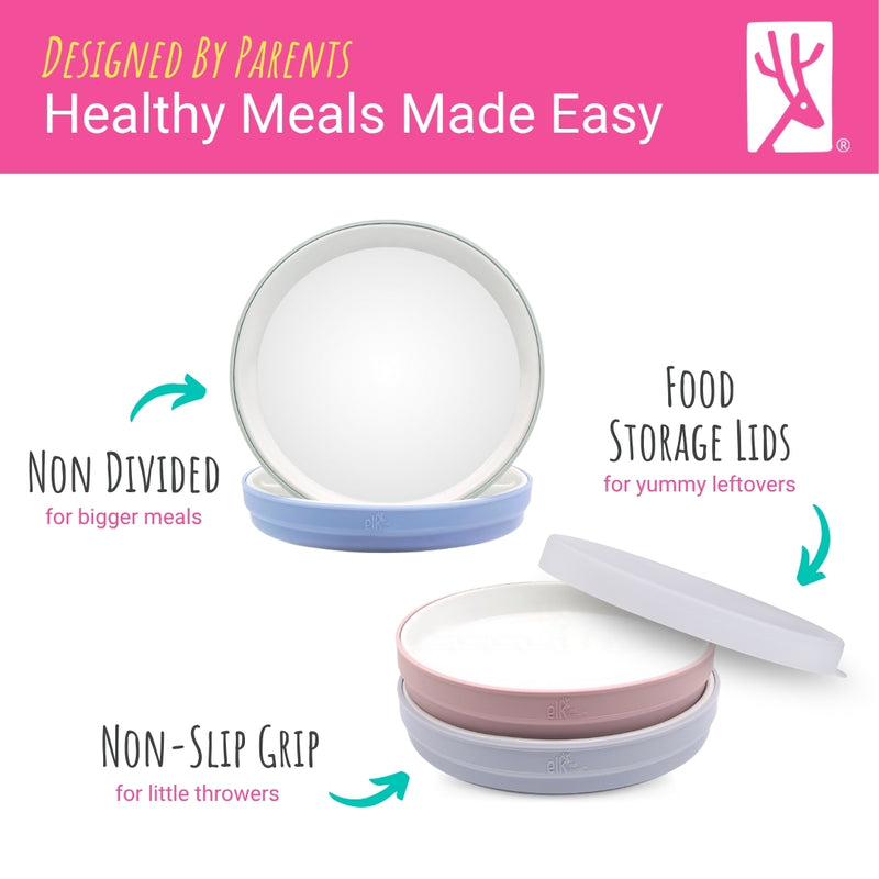 7.8"/20cm Porcelain Plate Non-Divided with Silicone Sleeves + Lids