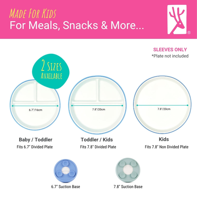 7.8" Porcelain Plate Silicone Suction Sleeve MistyBlue/Sage/Blush/Lilac