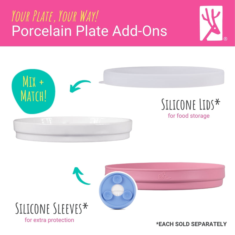 7.8" Porcelain Plate Silicone Suction Sleeve MistyBlue/Sage/Blush/Lilac