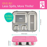 Stainless Steel Bento Lunch Box with Silicone Lid (Pink)