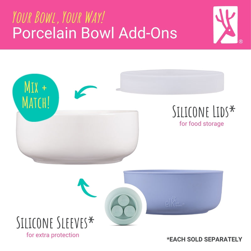 Porcelain Bowl Silicone Sleeve Sage/MistyBlue/Navy/Gray