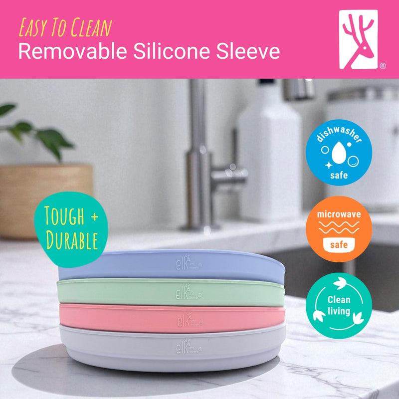 7.8" Porcelain Plate Silicone Suction Sleeve MistyBlue/Sage/Blush/Lilac