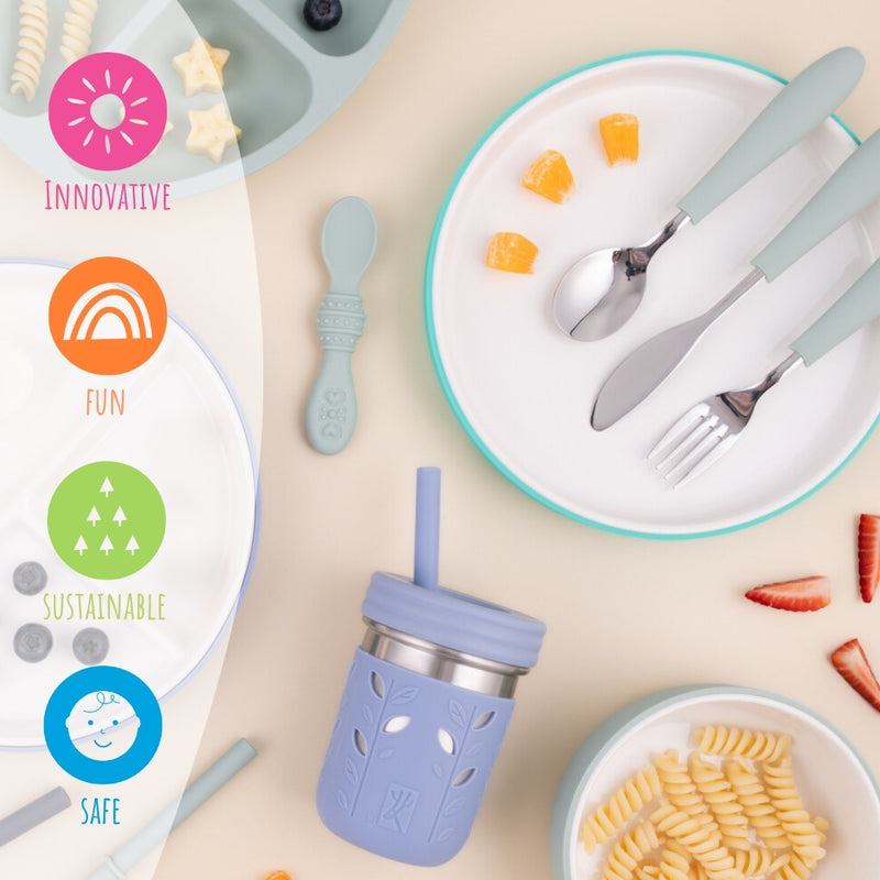 7.8"/20cm Porcelain Plate Non-Divided with Silicone Sleeves + Lids