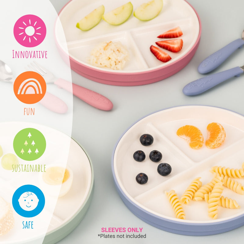 7.8" Porcelain Plate Silicone Suction Sleeve MistyBlue/Sage/Blush/Lilac