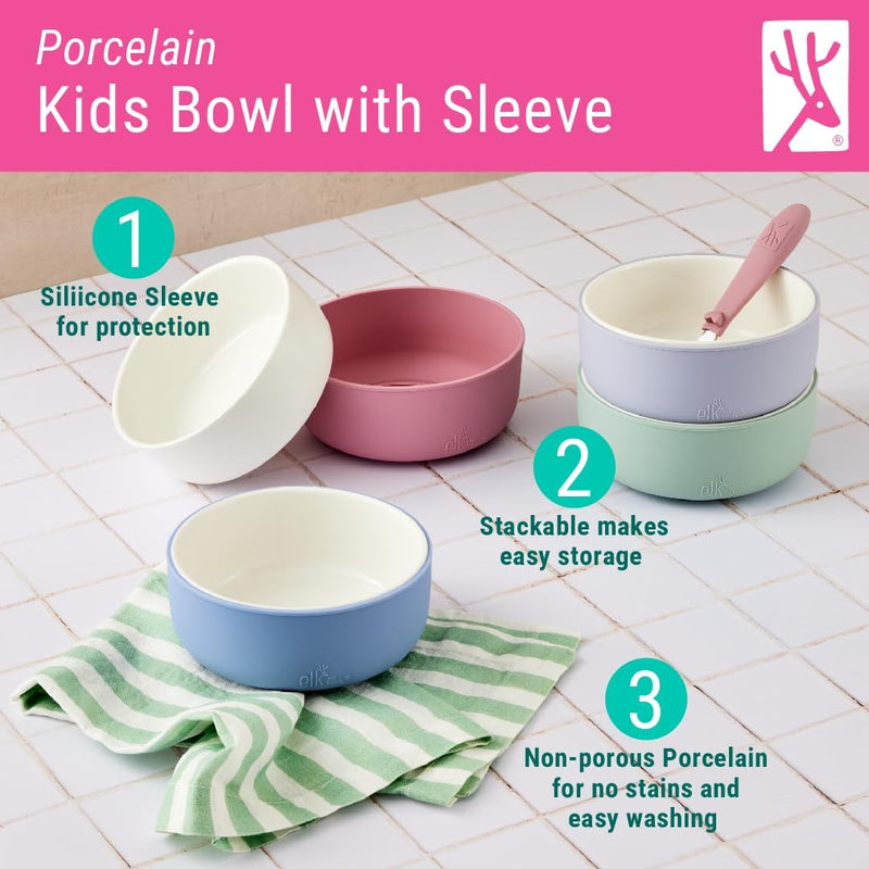 Porcelain Bowl with Silicone Sleeves