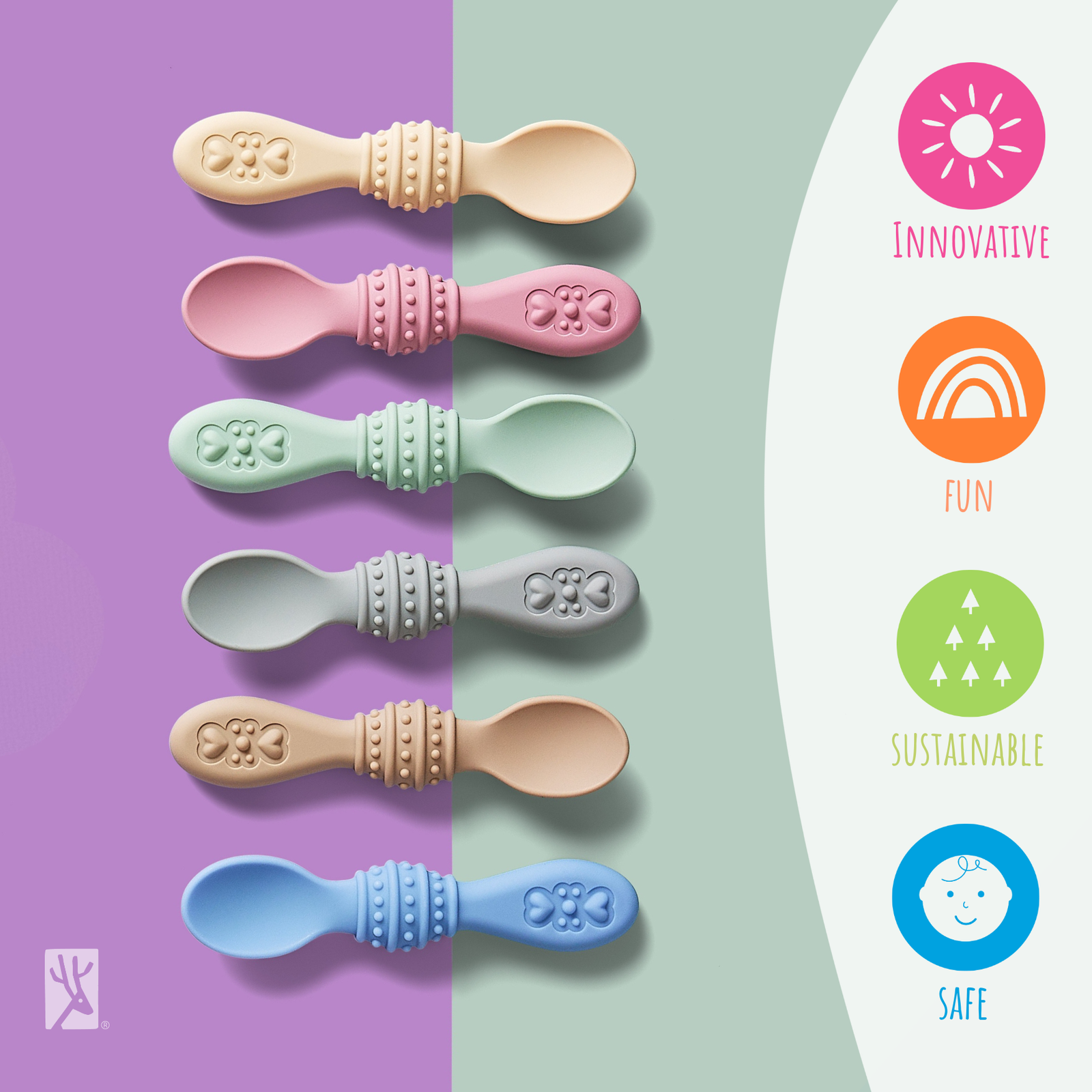 Baby Silicone Spoons | First Stage Infant Spoons – Elk and Friends