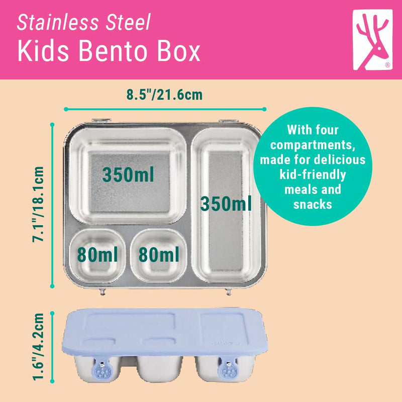 Stainless Steel Bento Lunch Box with Silicone Lid (Misty Blue)