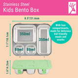 Stainless Steel Bento Lunch Box with Silicone Lid (Green)