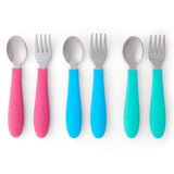 Babies/Toddler Stainless Steel Spoons + Forks with Silicone Handle