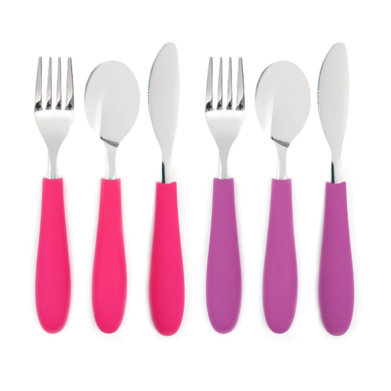 Kids Stainless Steel Spoon + Fork + Knife with Silicone Handle (4 years+) | 6 pieces